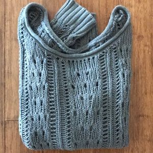 Express Gray Overlay Knit Long Sleeve Sweater